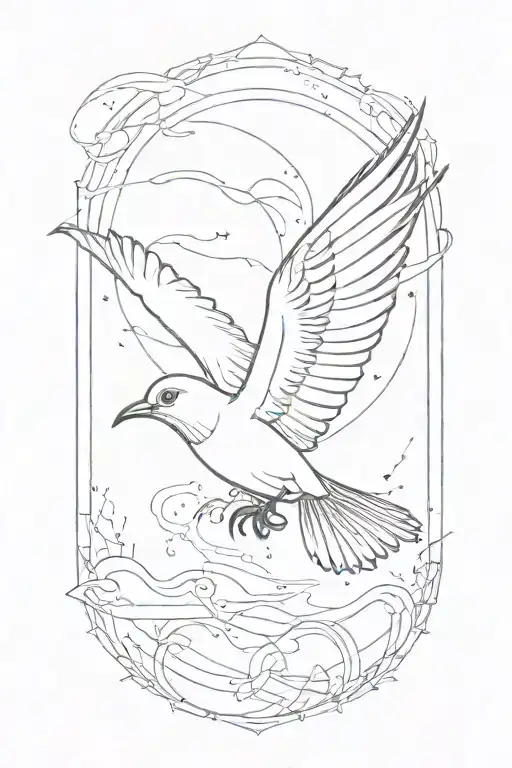 bird flying towards tattoo design idea
