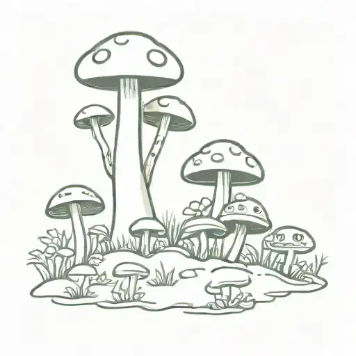 An 80s video game themed tattoo incorporating mushrooms and toads in a unique way tattoo design idea