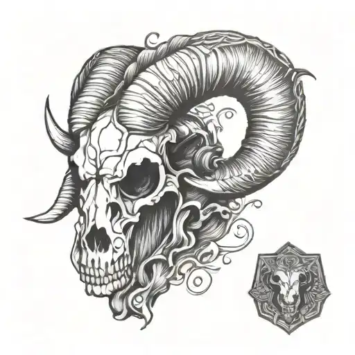 Ram's skull tattoo design idea