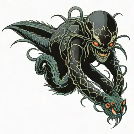snake spider hybrid creature combining elements tattoo design idea