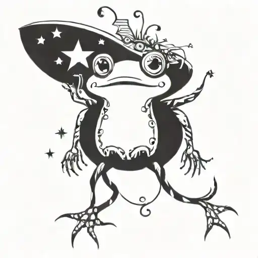 An intricate design with whimsical gothic motifs like stars and toads tattoo design idea
