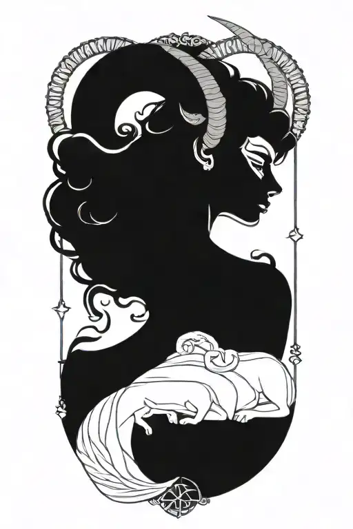 Zodiac sign Aries, woman, horns, no shades, the number 1981 should be included tattoo design idea