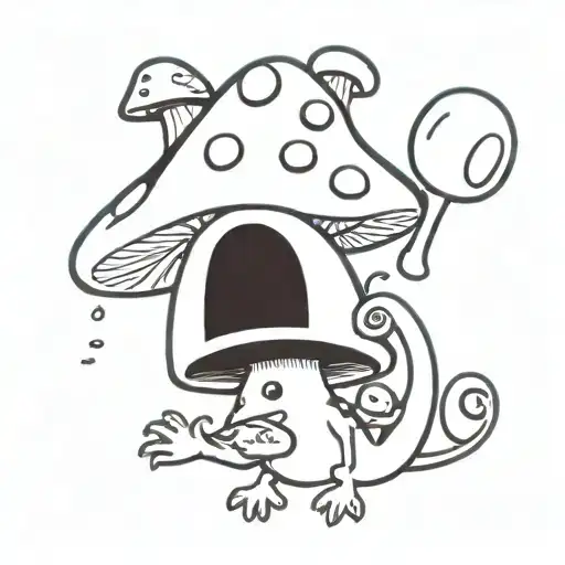 An 80s video game themed tattoo incorporating mushrooms and toads in a unique way tattoo design idea