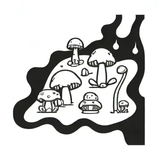 An 80s video game themed tattoo incorporating mushrooms and toads in a unique way tattoo design idea
