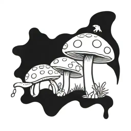 An 80s video game themed tattoo incorporating mushrooms and toads in a unique way tattoo design idea