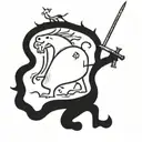 A fusion of medieval and nature elements such as knights battling mythical beasts in a forest setting tattoo design idea