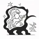 A fusion of medieval and nature elements such as knights battling mythical beasts in a forest setting tattoo design idea