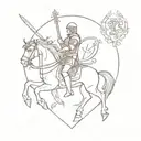 A medieval-inspired tattoo with knights and mythical creatures tattoo design idea