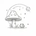 A whimsical gothic design featuring a mushroom, a toad, and the moon tattoo design idea