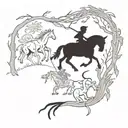 A fusion of medieval and nature elements such as knights battling mythical beasts in a forest setting tattoo design idea