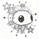 An intricate design with whimsical gothic motifs like stars and toads tattoo design idea