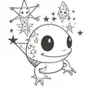 An intricate design with whimsical gothic motifs like stars and toads tattoo design idea