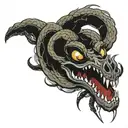 snake spider hybrid creature combining elements tattoo design idea