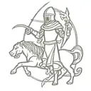 A medieval-inspired design with animals, knights, and mythical creatures intertwined tattoo design idea
