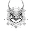 búho y tortuga  tattoo design idea