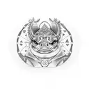 búho y tortuga  tattoo design idea