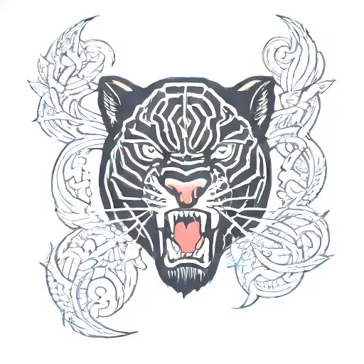 black panther with red snake mouth tattoo design idea