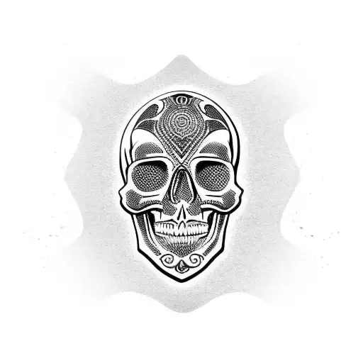 Tribal Tattoo Sterling Silver Skull Ring