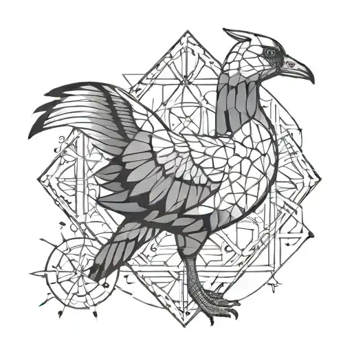 Goose with elements of Harry Potter and Lord of the Rings tattoo design idea