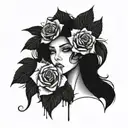 short female character tattoo design idea