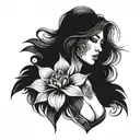 short female character tattoo design idea