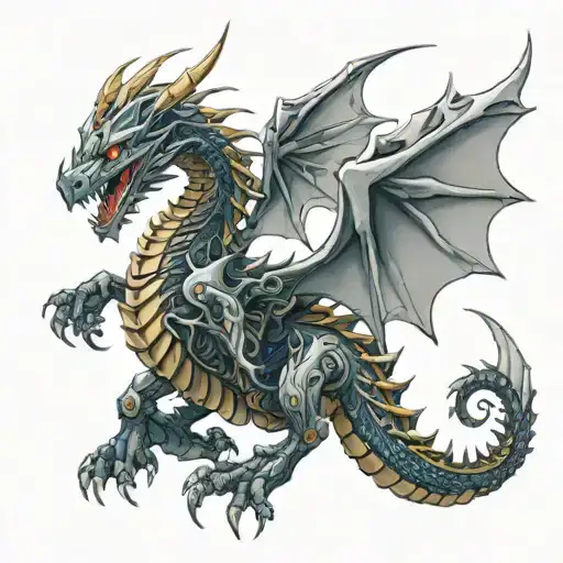 mechanical dragon tattoo design idea