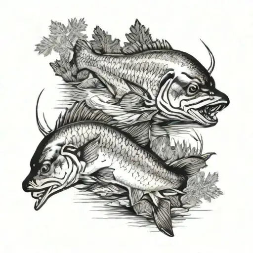 northwoods hunting and fishing tattoo design idea