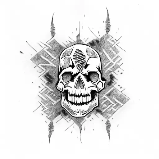 bonfire with skulls tattoo design idea