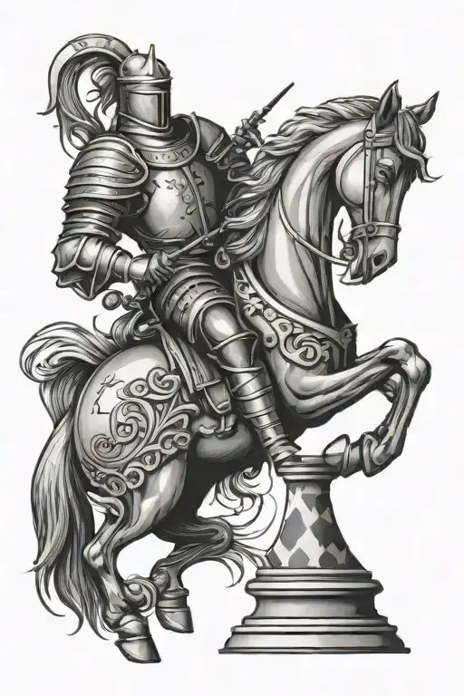 knight horse chess piece tattoo design idea