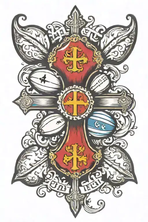 occitan cross rugby ball tattoo design idea