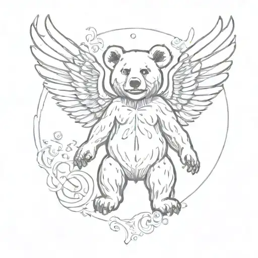grateful dead bear with angel wings tattoo design idea