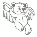 dancing grateful dead bear with angel wings tattoo design idea