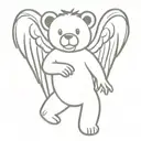 dancing grateful dead bear with angel wings tattoo design idea