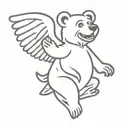 dancing grateful dead bear with angel wings tattoo design idea