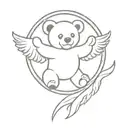 dancing grateful dead bear with angel wings tattoo design idea