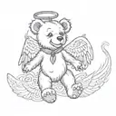 dancing grateful dead bear with angel wings tattoo design idea
