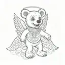 dancing grateful dead bear with angel wings tattoo design idea