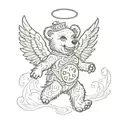 dancing grateful dead bear with angel wings tattoo design idea