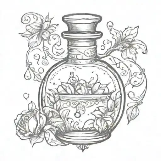 love potion bottle tattoo design idea
