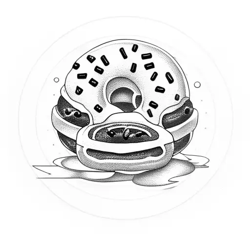 alien eating donut tattoo design idea