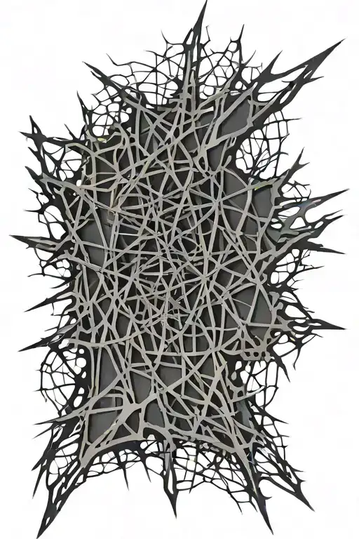 fence mesh torn in the center, medium thickness, some shadows tattoo design idea