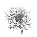 3 daisies, a rose and a Chrysanthemum together in a bouquet  tattoo design idea