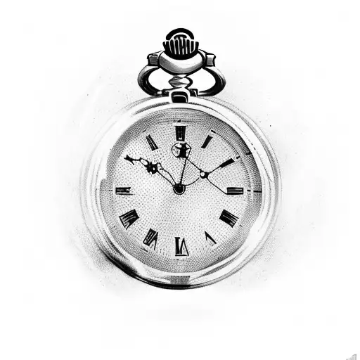 Pocket watch, Time 1:27 , ribbion around it that says "time waits for no one" tattoo design idea