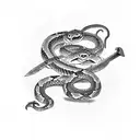 snake in a sword tattoo design idea