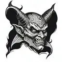 devil face tattoo design idea