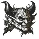 devil face tattoo design idea