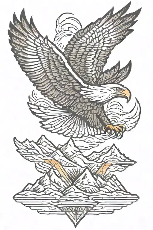 mountains and eagle soaring tattoo design idea