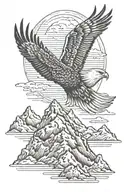 mountains and eagle soaring tattoo design idea