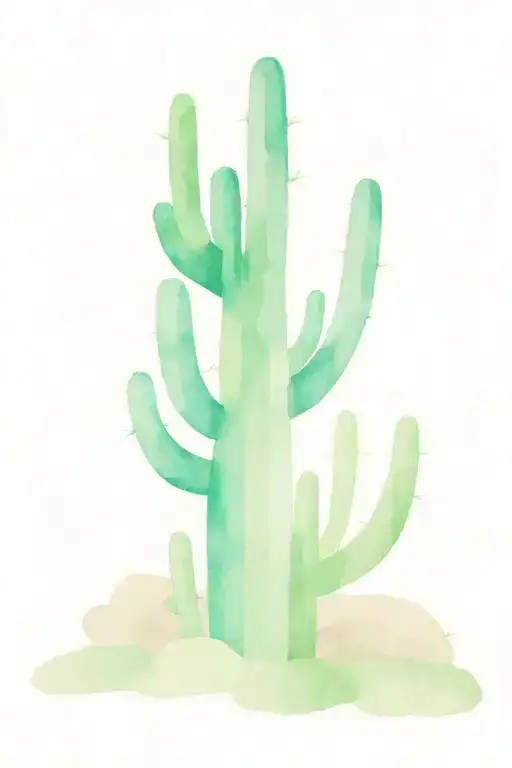 regtangle cactus desert landscape filled geometric pattern resembling tattoo design idea