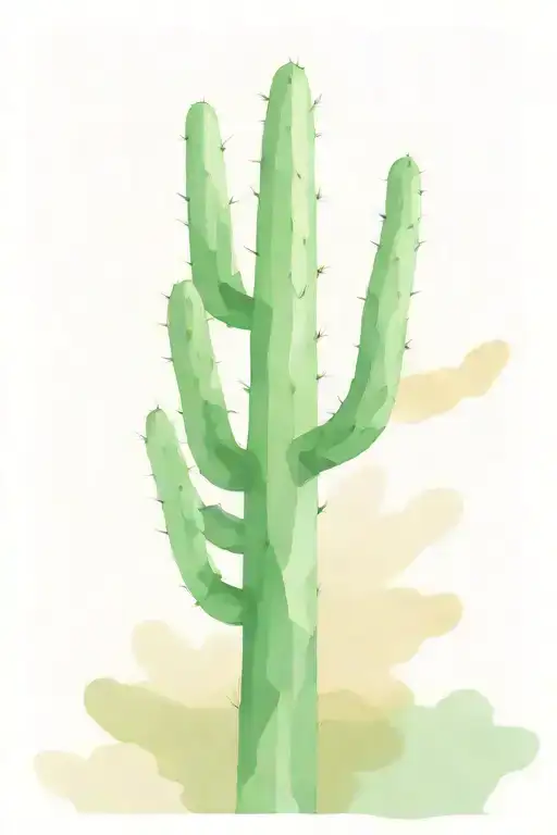 regtangle cactus desert landscape filled geometric pattern resembling tattoo design idea